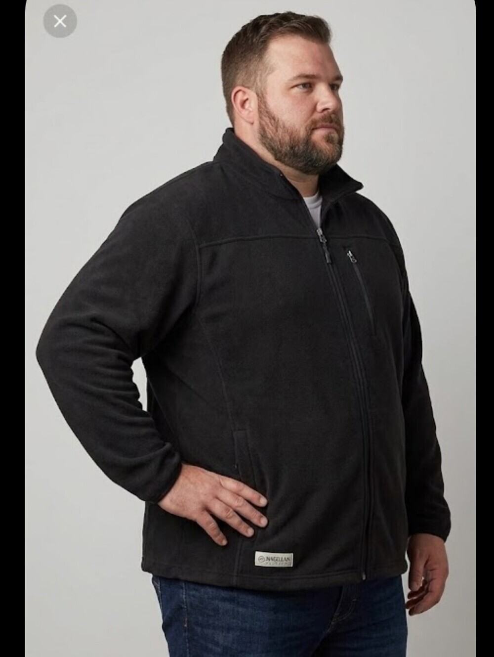 Magellan Men's Jacket Zip Up Light Fleece Lining Black 2XL